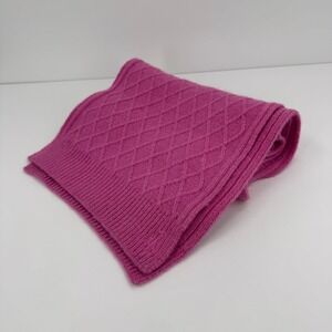 Lauren Ralph Lauren LRL Pink Lambs Wool Rabbit Hair Knit Scarf Cable Diamond